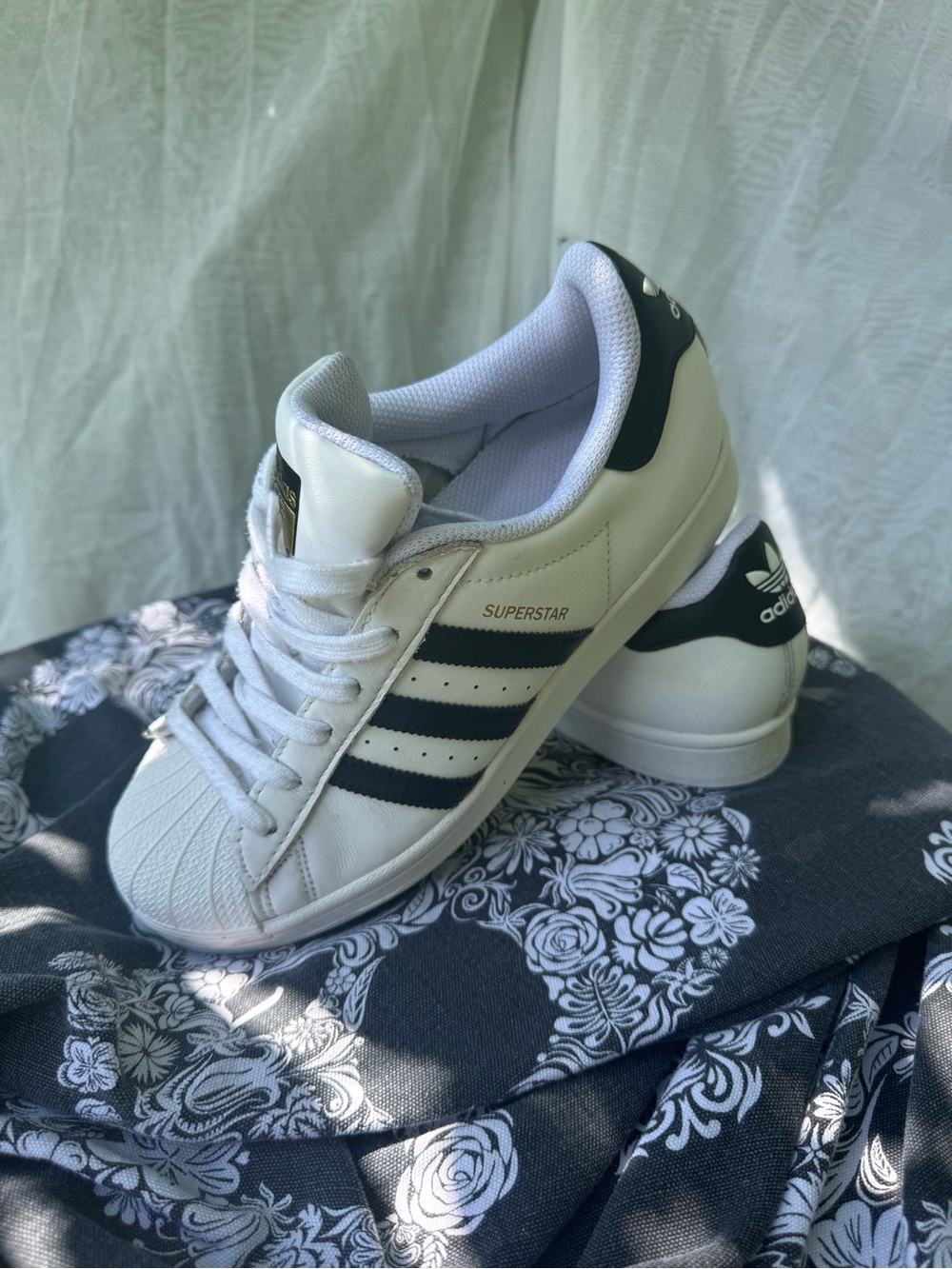 adidas White and Black Superstar Low-Top Sneakers